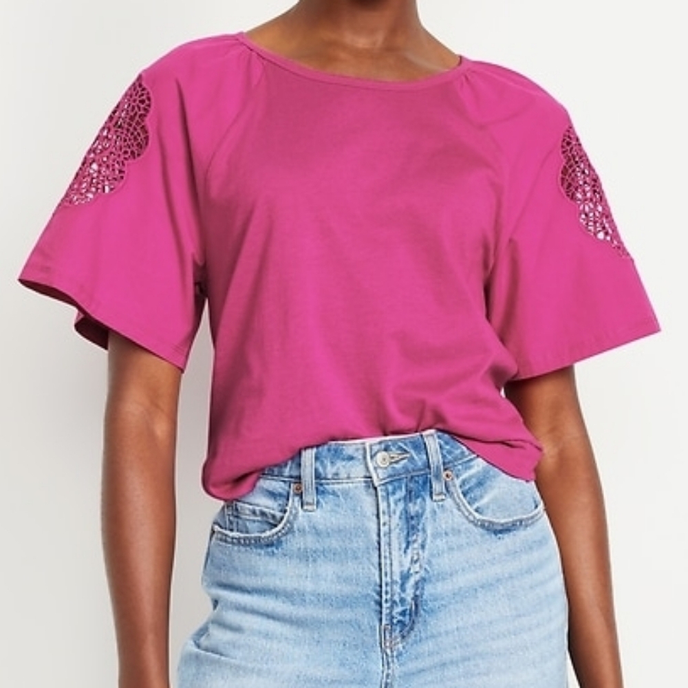 Old Navy Relaxed EveryWear Tee, hot pink, small